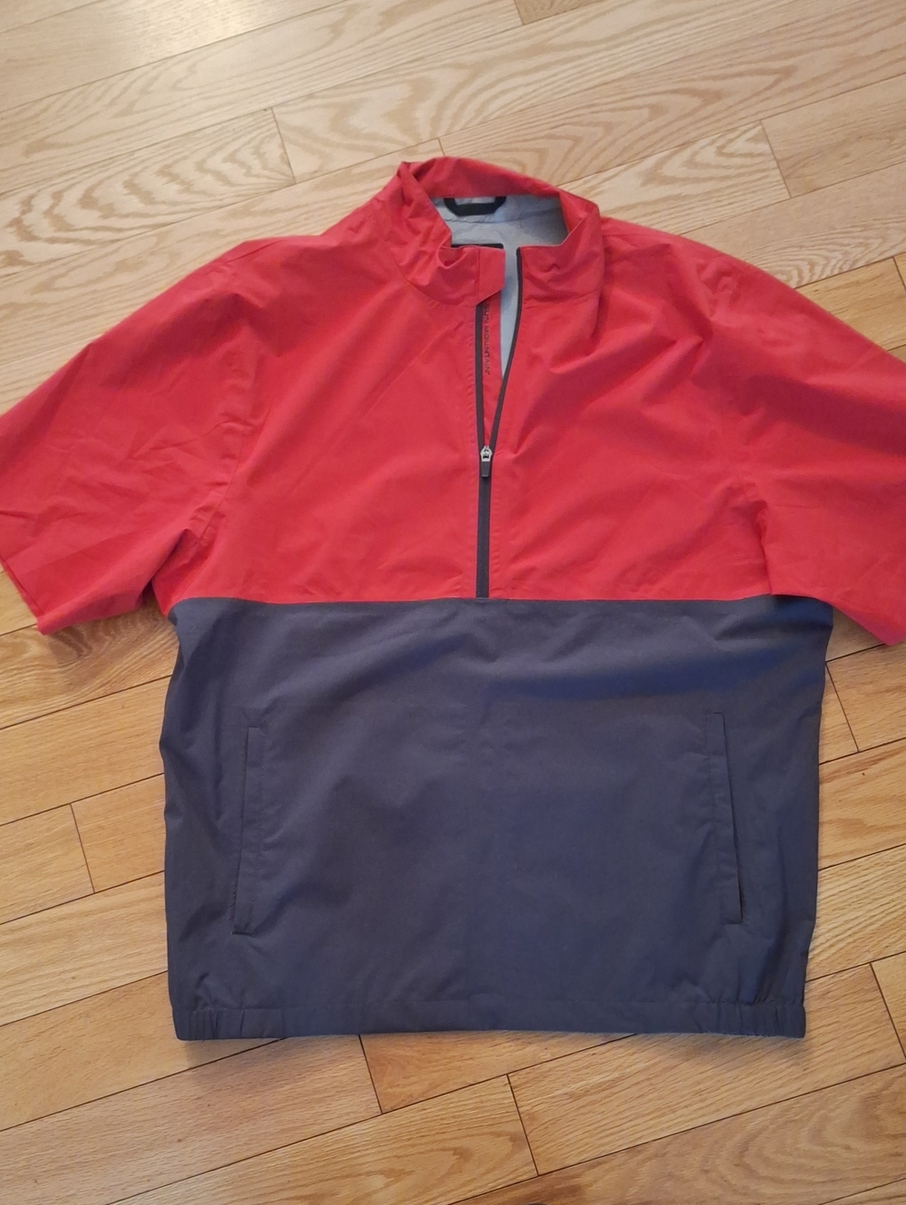 Men's Colorblock Half-Zip Golf Windbreaker in Red and Gray